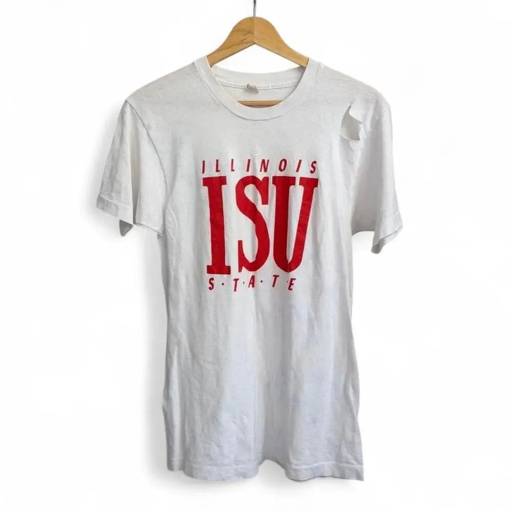 Vintage 80s Illinois State University ISU Retro College Men’s M Paper Thin Tee